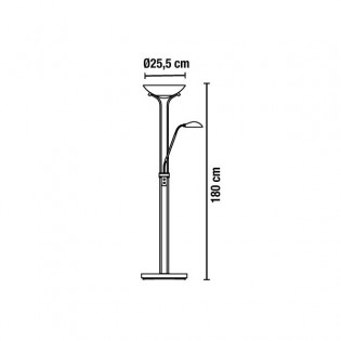 Lámpara de pie LED Lampa Níquel (15W+8W)