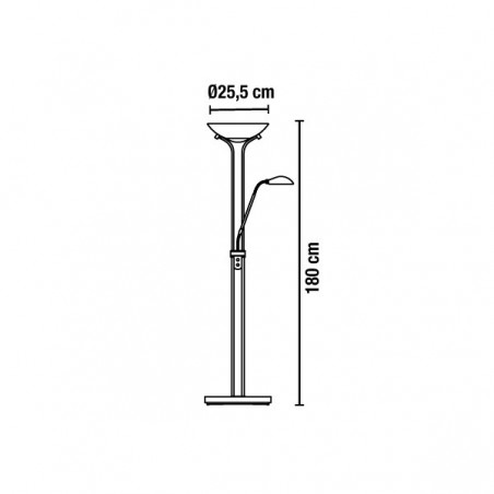 Lámpara de pie LED Lampa Níquel (15W+8W)