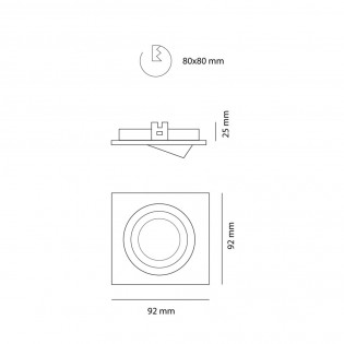 Foco empotrable CLASSIC basculante cuadrado blanco. Wonderlamp