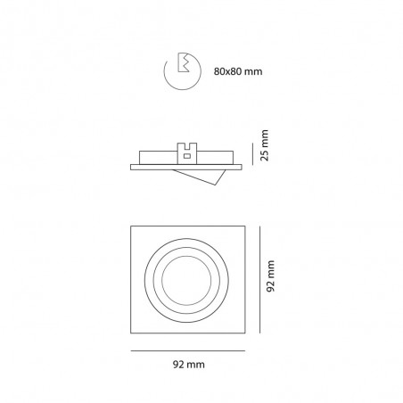 Foco empotrable CLASSIC basculante cuadrado blanco. Wonderlamp