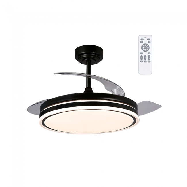 Ventilador LED aspas plegables Perla Negro CCT Dim (72W)