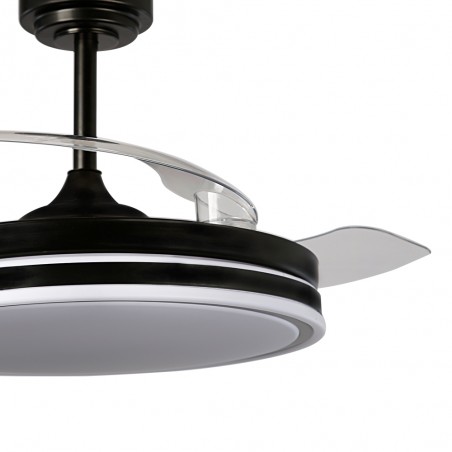 Ventilador LED aspas plegables Perla Negro CCT Dim (72W)