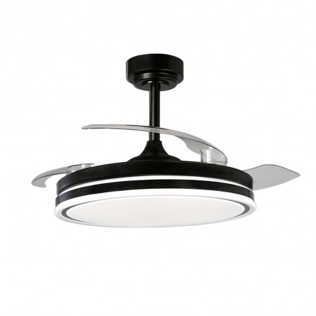Ventilador LED aspas plegables Perla Negro CCT Dim (72W)