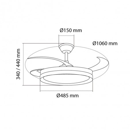 Ventilador LED aspas retráctiles Brisa Eco CCT Dim (45W)