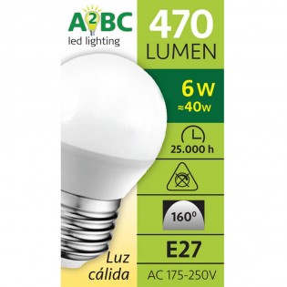 Pack 2 Bombillas led A2BC 6W E27  (6000ºk)