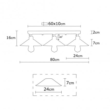 Regleta orientable Harvey Negro (3 luces)